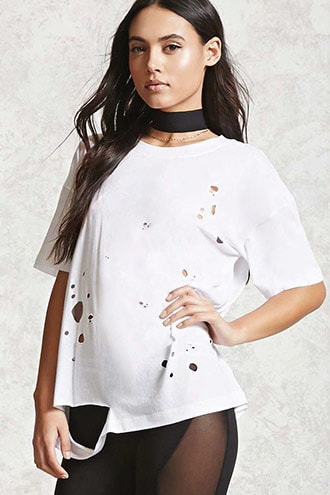 Distressed Round Neck Tee