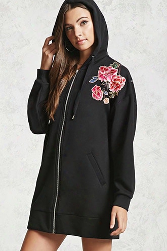 Embroidered Floral Hoodie