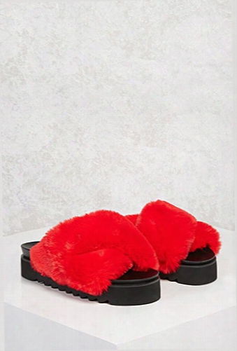 Faux Fur Platform Sandals