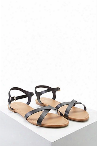 Faux Leather Crisscross Sandals