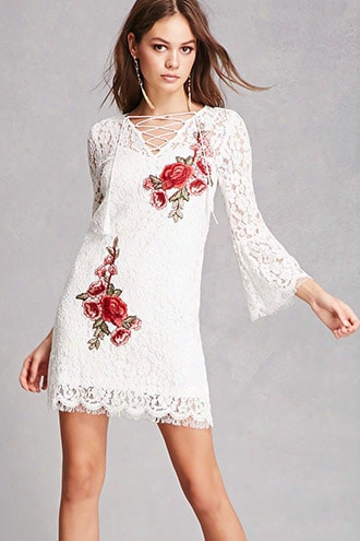 Floral Lace Bel Sleeve Dress