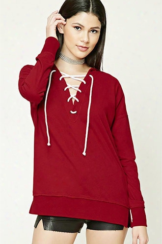 Lace-up Hooded Top