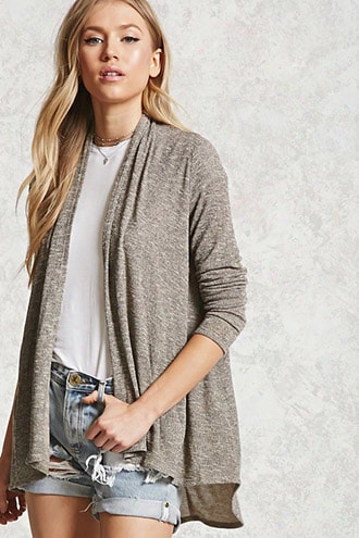 Marled Knit Drape Cardigan