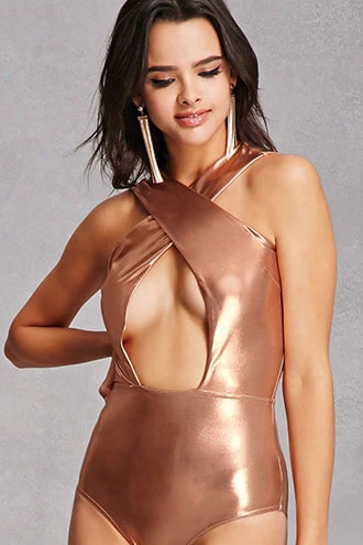 Metallic Cutout Bodysuit