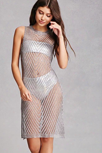 Metallic Open-knit Dress