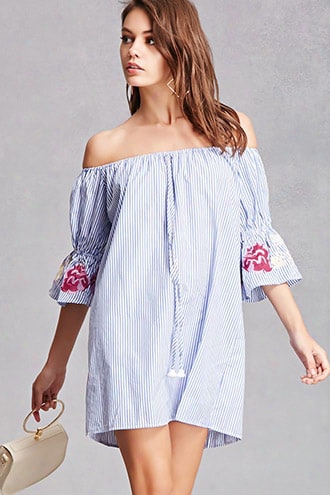 Off-the-shoulder Shirt Dress