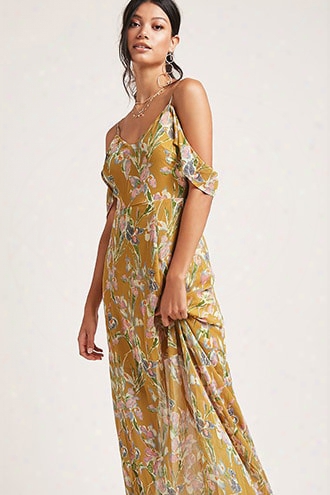 Open-shoulder Floral Maxi Dress