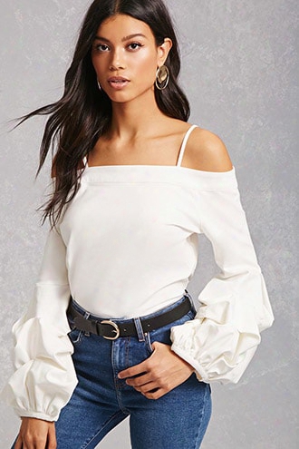 Open-shoulder Ruffle Top