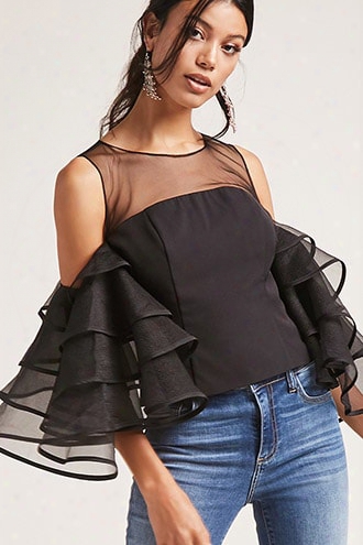 Open-shoulder Ruffled Top