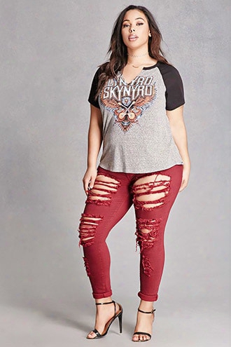 Plus Size Distressed Ankle Jeans