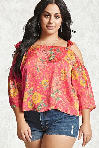 Plus Size Floral Satin Top