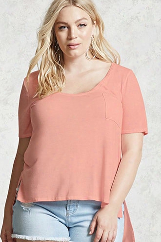 Plus Size Longline Pocket Tee