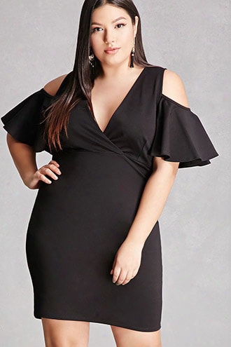 Plus Size Open-shoulder Dress