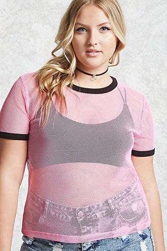 Plus Size Sheer Fisnhet Top