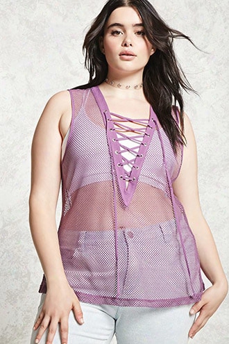 Plus Size Sheer Mesh Tank Top