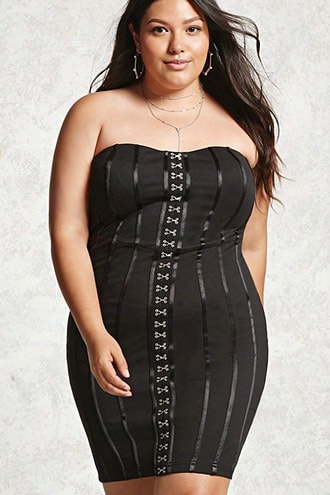 Plus Size Strapless Mini Dress