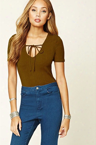 Ribbed Knit V-neck Top