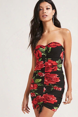 Ruched Floral Tube Dress