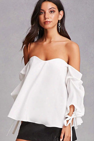 Ruched-sleeve Sweetheart Top