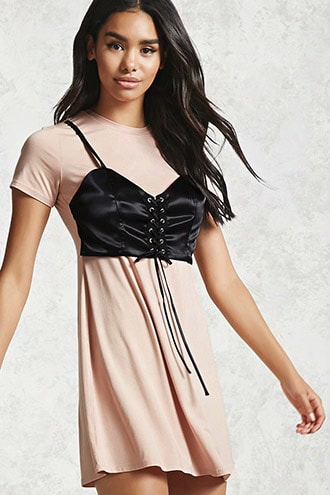 Satin Corset T-shirt Dress