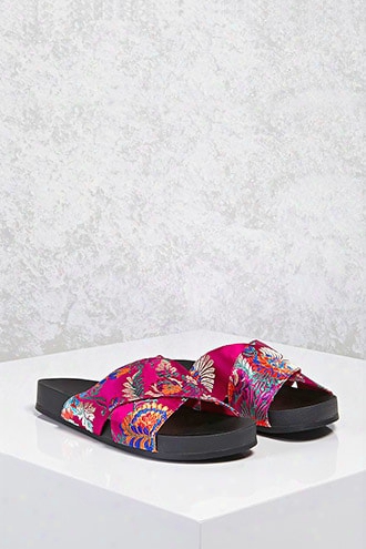 Satin Floral Crisscross Sandals