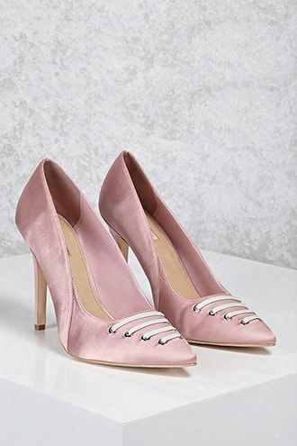 Satin Lace-front Pumps