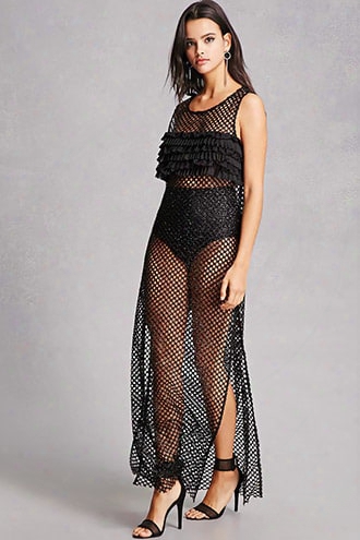 Semi-sheer Beadnet Maxi Dress