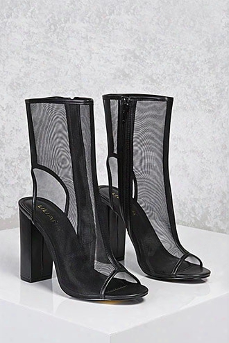 Sheer Mesh Cutout Boots