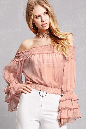 Sheer Smocked Chiffon Top