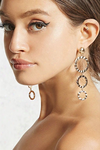 Textured Drop Hoop Earrings