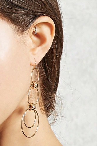 Tiered Hoop Drop Earrings