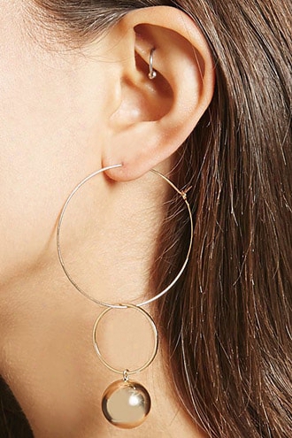 Wire Hoop Bauble Earrings