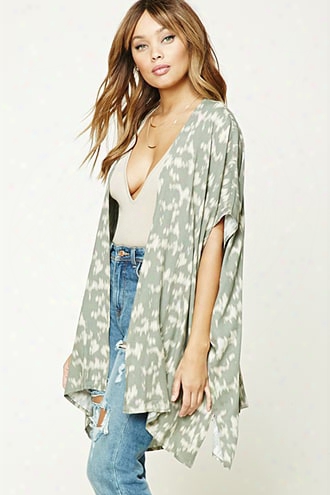 Abstract Print Draped Kimono