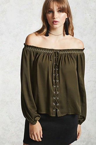 Contemporary Lace-up Satin Top