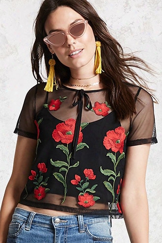 Contemporary Sheer Floral Top