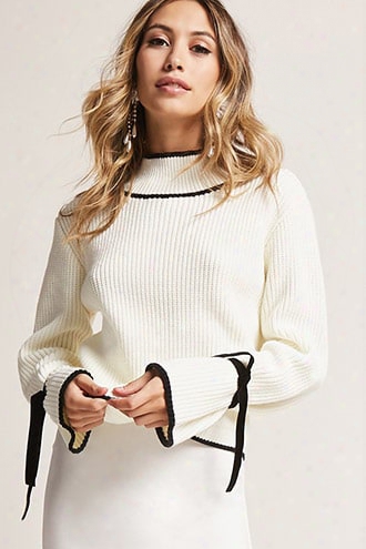 Contrast Ribbed Knit Sweater