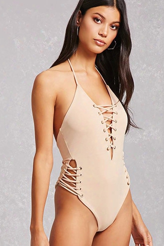 Crisscross Lace-up Bodysuit