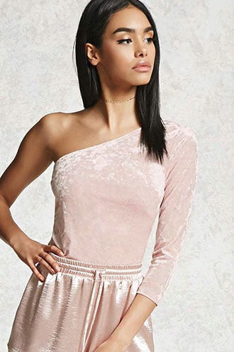 Crushed Velvet One-shoulder Top