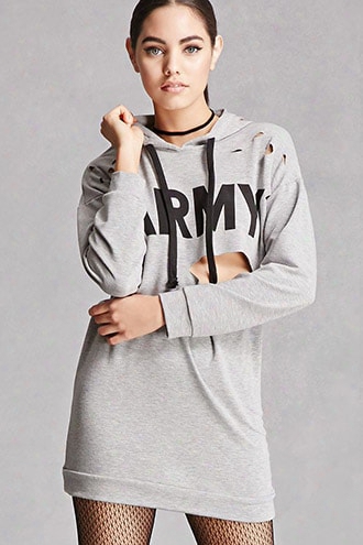 Distressed Army Hooded Dress