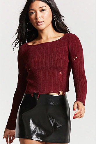 Distressed Cropped Sweater