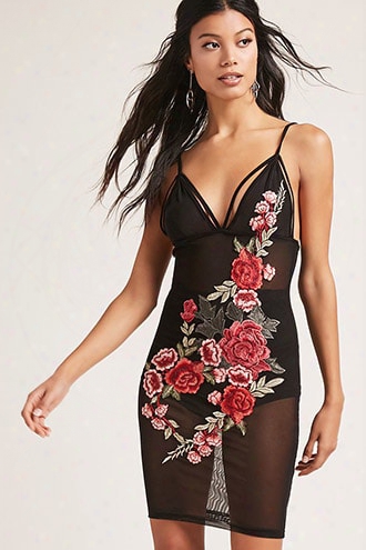 Embroidered Caged Mini Dress