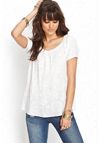 Embroidered Floral Off-the-shoulder Top