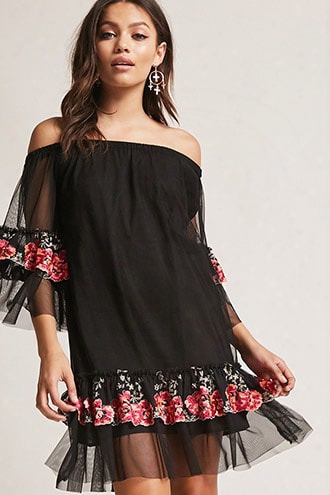 Embroidered Mesh Dress
