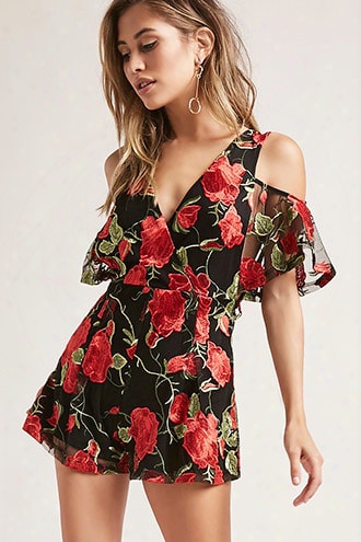 Embroidered Rose Romper