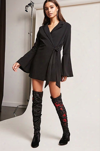 Embroidered Velvet Thigh-high Boots