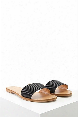 Faux Leather Ribbed Sandals