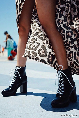 Faux Leather Stacked Heel Boots