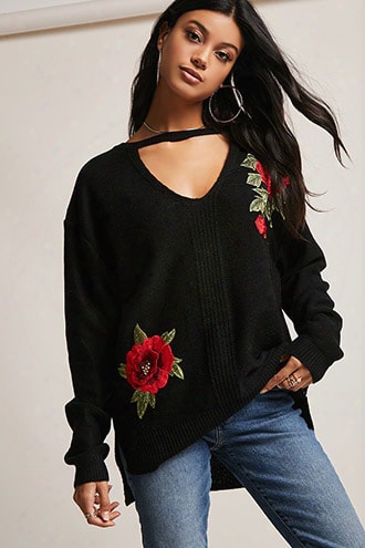 Floral Cutout Sweater