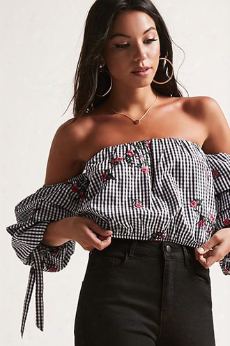 Floral Gingham Crop Top