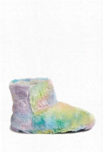 Fuzzy Rainbow Indoor Slippers